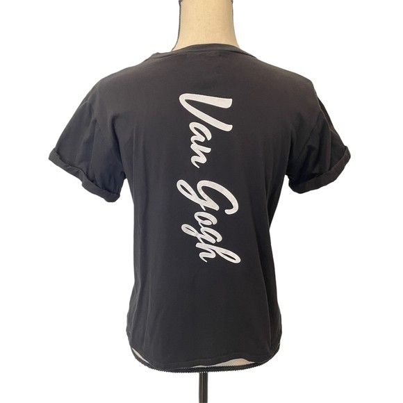 FRENCH PASTRY BLACK VAN GOGH CUFFED SLEEVE TEE T SHIRT TOP MEDIUM - Picture 8 of 10